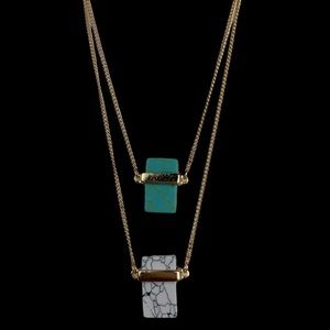 {Mia} Marble Rectangle Necklace White or Green